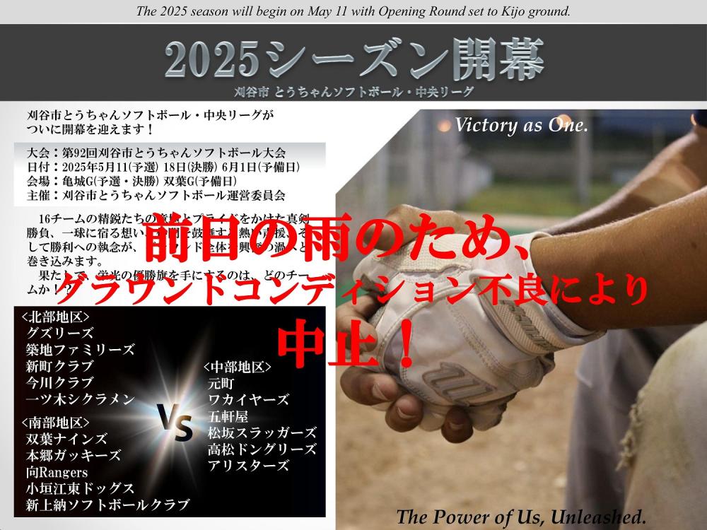第92回刈谷市とうちゃんソフトボール春季中央大会(中止)